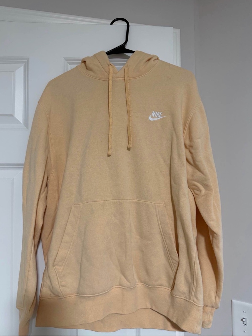 Nike Men's Light Peach Pullover Hoodie with White Swoosh